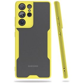 Newface Samsung Galaxy S21 Ultra Platin Silikon - Sarı Kılıf