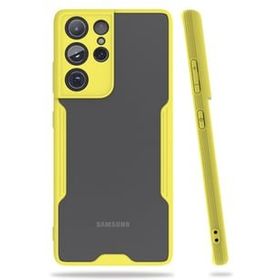 Newface Samsung Galaxy S21 Ultra Platin Silikon - Sarı Kılıf