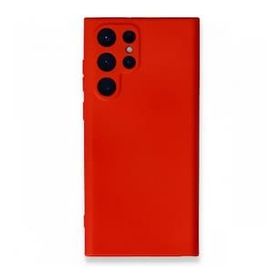 Newface Samsung Galaxy S22 Ultra Nano İçi Kadife Silikon Kırmızı Cep Telefonu Kılıfı