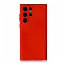 Newface Samsung Galaxy S22 Ultra Nano İçi Kadife Silikon Kırmızı Cep Telefonu Kılıfı