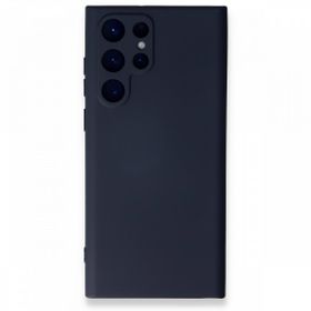 Newface Samsung Galaxy S22 Ultra Nano İçi Kadife Silikon Lacivert Cep Telefonu Kılıfı