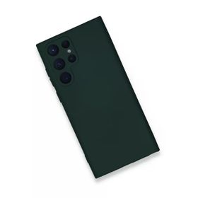 Newface Samsung Galaxy S23 Ultra Nano içi Kadife Silikon Koyu Yeşil Cep Telefonu Kılıfı