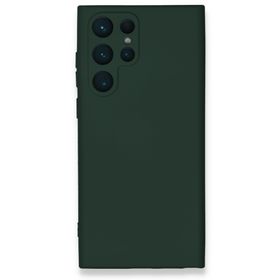 Newface Samsung Galaxy S23 Ultra Nano içi Kadife Silikon Koyu Yeşil Cep Telefonu Kılıfı