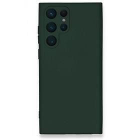 Newface Samsung Galaxy S23 Ultra Nano içi Kadife Silikon Koyu Yeşil Cep Telefonu Kılıfı