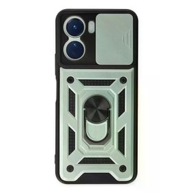 Newface Vivo Y16 Pars Lens Yüzüklü Silikon Yeşil Kılıf