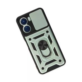 Newface Vivo Y16 Pars Lens Yüzüklü Silikon Yeşil Kılıf