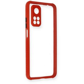Newface Xiaomi Mi 10T Pro Miami Şeffaf Silikon Kırmızı Cep Telefonu Kılıfı