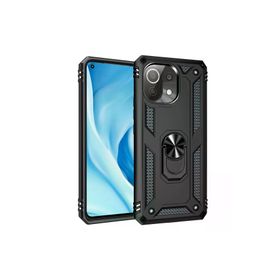 Newface Xiaomi Mi 11 Lite Kılıf Sofya Yüzüklü Siyah Silikon Kapak Kılıf