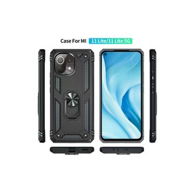 Newface Xiaomi Mi 11 Lite Kılıf Sofya Yüzüklü Siyah Silikon Kapak Kılıf
