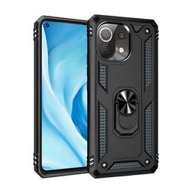 Newface Xiaomi Mi 11 Lite Kılıf Sofya Yüzüklü Siyah Silikon Kapak Kılıf
