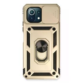 Newface Xiaomi Mi 11 Lite Pars Lens Yüzüklü Silikon Gold Cep Telefonu Kılıfı