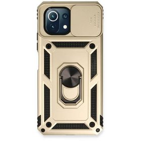 Newface Xiaomi Mi 11 Lite Pars Lens Yüzüklü Silikon Gold Cep Telefonu Kılıfı