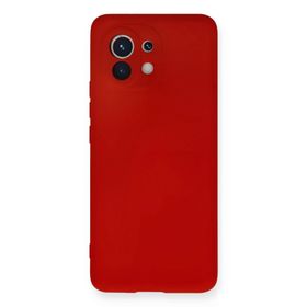 Newface Xiaomi Mi 11 Nano İçi Kadife Silikon Kırmızı Cep Telefonu Kılıfı