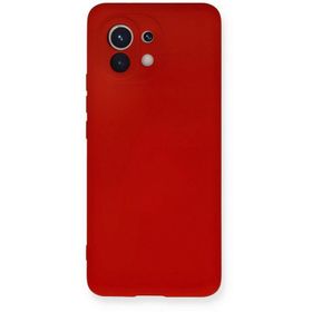 Newface Xiaomi Mi 11 Nano İçi Kadife Silikon Kırmızı Cep Telefonu Kılıfı