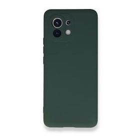 Newface Xiaomi Mi 11 Nano İçi Kadife Silikon Koyu Yeşil Cep Telefonu Kılıfı