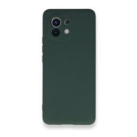 Newface Xiaomi Mi 11 Nano İçi Kadife Silikon Koyu Yeşil Cep Telefonu Kılıfı