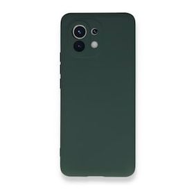 Newface Xiaomi Mi 11 Nano İçi Kadife Silikon Koyu Yeşil Cep Telefonu Kılıfı