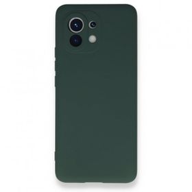 Newface Xiaomi Mi 11 Nano İçi Kadife Silikon Koyu Yeşil Cep Telefonu Kılıfı