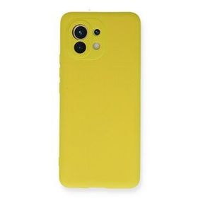 Newface Xiaomi Mi 11 Nano İçi Kadife Silikon Sarı Cep Telefonu Kılıfı