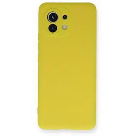 Newface Xiaomi Mi 11 Nano İçi Kadife Silikon Sarı Cep Telefonu Kılıfı