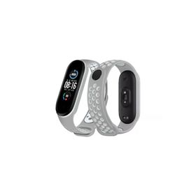 Newface Xiaomi Mi Band 6 Gri-Kırmızı Spor Delikli Kordon