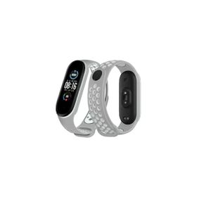 Newface Xiaomi Mi Band 6 Gri-Kırmızı Spor Delikli Kordon