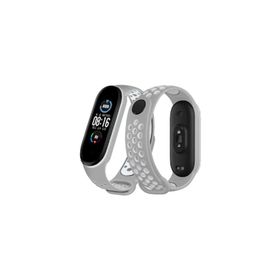 Newface Xiaomi Mi Band 6 Gri-Kırmızı Spor Delikli Kordon
