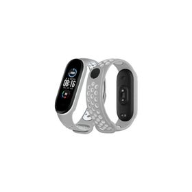 Newface Xiaomi Mi Band 6 Gri-Kırmızı Spor Delikli Kordon
