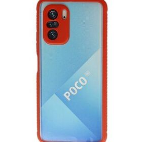 Newface Xiaomi Poco F3 Miami Şeffaf Silikon Kırmızı Kılıf
