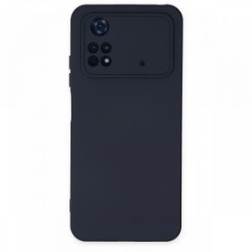 Newface Xiaomi Poco M4 Pro 4G Nano İçi Kadife Silikon Lacivert Cep Telefonu Kılıfı