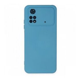 Newface Xiaomi Poco M4 Pro 4G Nano İçi Kadife Silikon Mavi Cep Telefonu Kılıfı