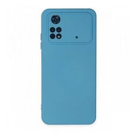 Newface Xiaomi Poco M4 Pro 4G Nano İçi Kadife Silikon Mavi Cep Telefonu Kılıfı