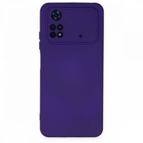 Newface Xiaomi Poco M4 Pro 4G Nano İçi Kadife Silikon Mor Cep Telefonu Kılıfı