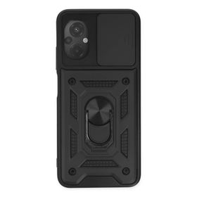Newface Xiaomi Poco M5 Pars Lens Yüzüklü Silikon Siyah Kılıf