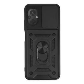 Newface Xiaomi Poco M5 Pars Lens Yüzüklü Silikon Siyah Kılıf