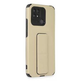 Newface Xiaomi Redmi 10C Gold Mega Standlı Silikon Kılıf