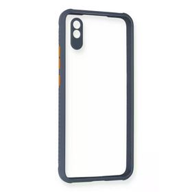 Newface Xiaomi Redmi 9A Miami Şeffaf Silikon Gri Cep Telefonu Kılıfı