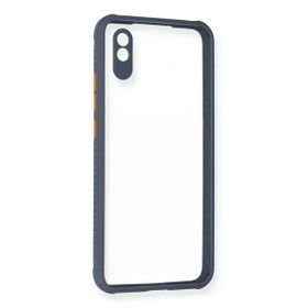 Newface Xiaomi Redmi 9A Miami Şeffaf Silikon Gri Cep Telefonu Kılıfı