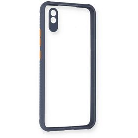Newface Xiaomi Redmi 9A Miami Şeffaf Silikon Gri Cep Telefonu Kılıfı
