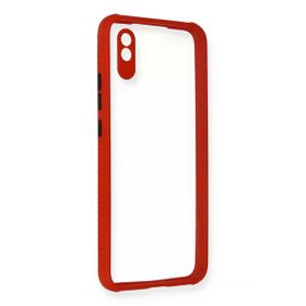 Newface Xiaomi Redmi 9A Miami Şeffaf Silikon Kırmızı Cep Telefonu Kılıfı