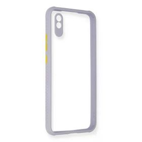 Newface Xiaomi Redmi 9A Miami Şeffaf Silikon Lila Cep Telefonu Kılıfı