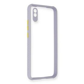 Newface Xiaomi Redmi 9A Miami Şeffaf Silikon Lila Cep Telefonu Kılıfı