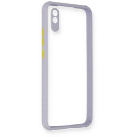 Newface Xiaomi Redmi 9A Miami Şeffaf Silikon Lila Cep Telefonu Kılıfı