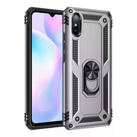 Newface Xiaomi Redmi 9A Sofya Yüzüklü Silikon Kapak Gümüş Cep Telefonu Kılıfı