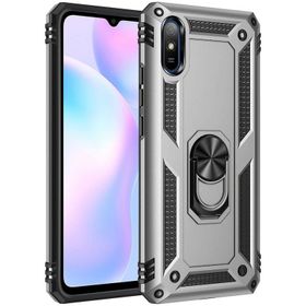 Newface Xiaomi Redmi 9A Sofya Yüzüklü Silikon Kapak Gümüş Cep Telefonu Kılıfı