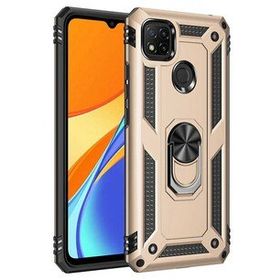Newface Xiaomi Redmi 9C Sofya Yüzüklü Silikon Kapak Gold Cep Telefonu Kılıfı