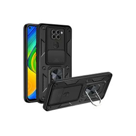 Newface Xiaomi Redmi Note 9 4G Pars Lens Yüzüklü Silikon Siyah Cep Telefonu Kılıfı