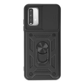 Newface Xiaomi Redmi Note 9 4G Pars Lens Yüzüklü Silikon Siyah Cep Telefonu Kılıfı