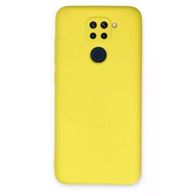 Newface Xiaomi Redmi Note 9 Nano İçi Kadife Silikon Sarı Kılıf