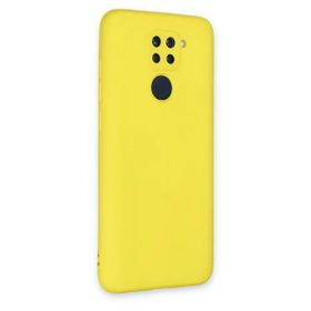 Newface Xiaomi Redmi Note 9 Nano İçi Kadife Silikon Sarı Kılıf